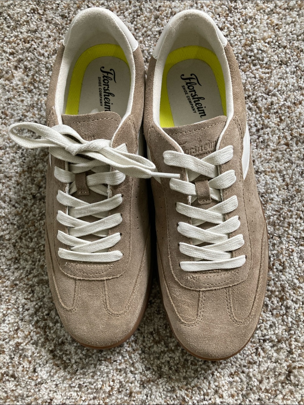 Florsheim Men’s Suede Sneakers in Taupe with White Laces